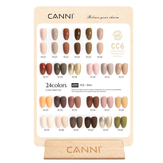 CANNI color bottle swatches show true hues for precise gel manicure planning