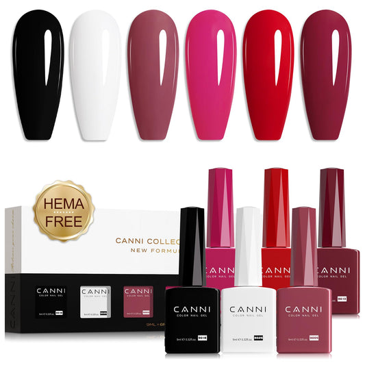 CANNI gel nail polish set color bottles display six classic shades for easy shade selection