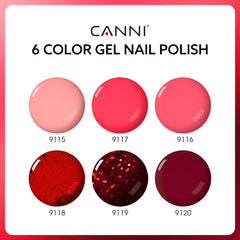 CANNI dark cherry red gel polish bottle close-up shows rich pigment