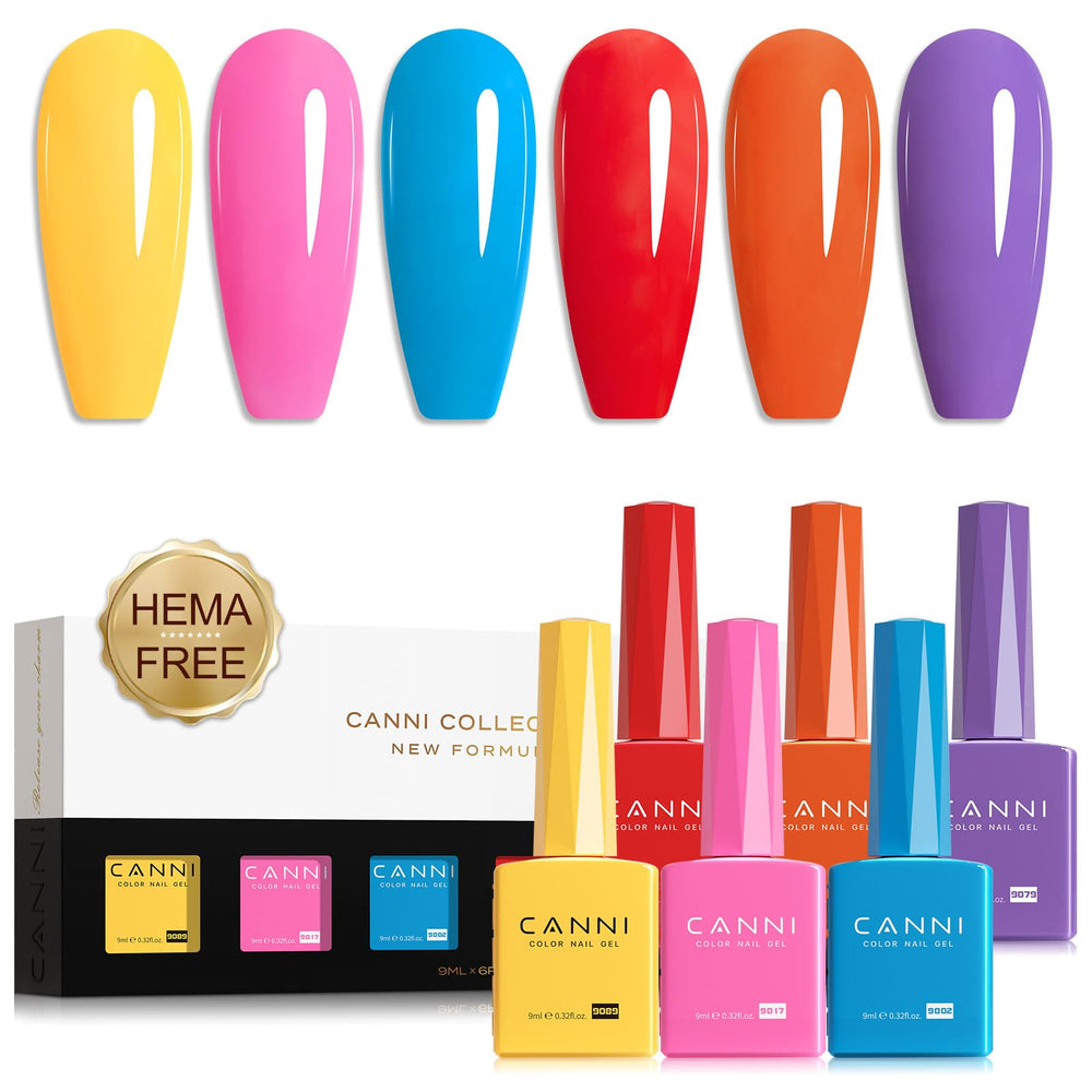 CANNI gel nail polish set in bright rainbow colors for quick DIY manicure