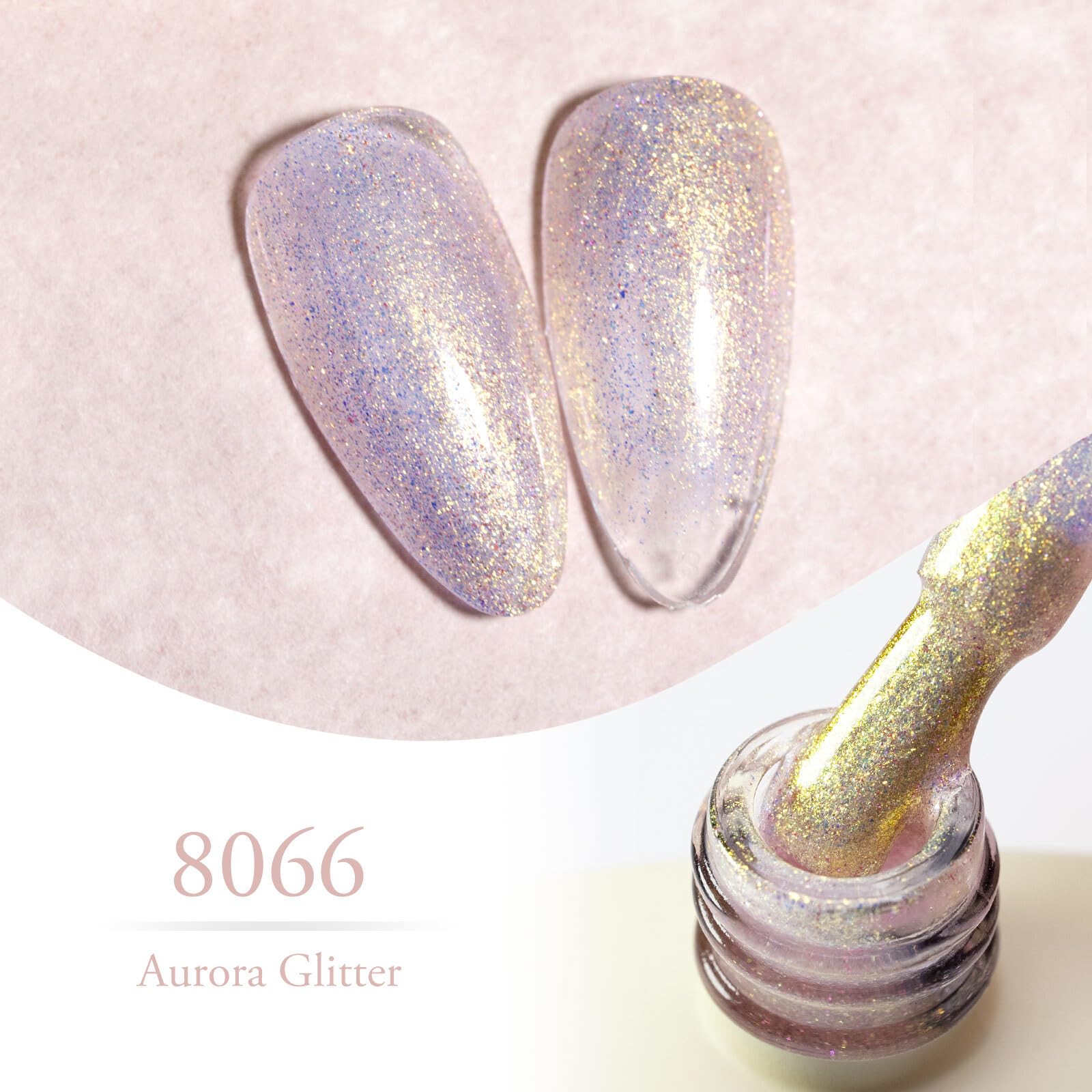 CANNI glitter gel manicure on nail showing smooth application
