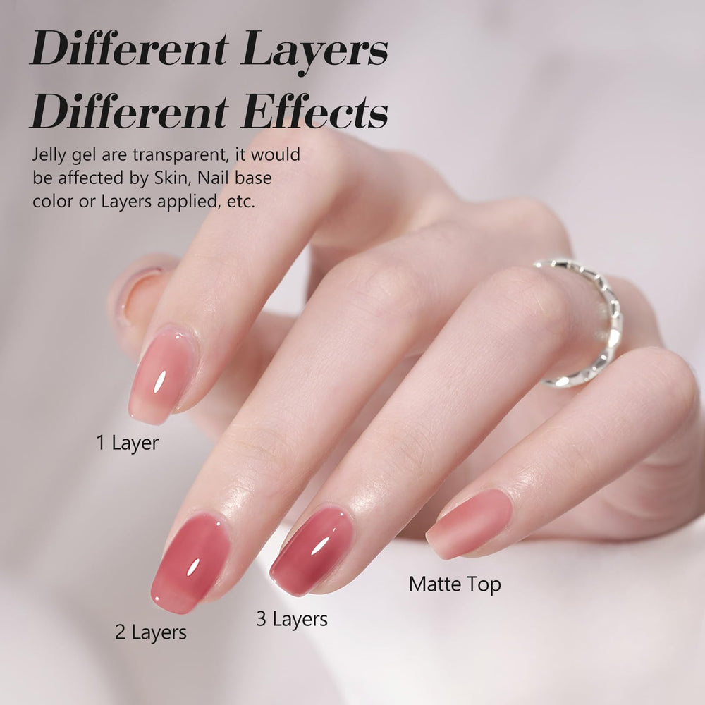 CANNI Jelly Gel Polish light pink bottle highlights a delicate translucent shade for subtle nails.