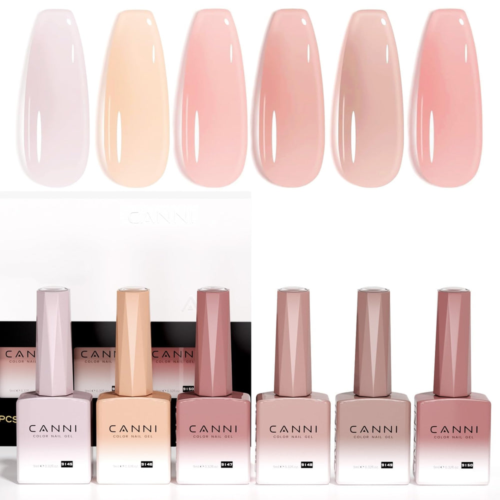 CANNI jelly gel nail polish set color-coded bottles aid quick color selection.