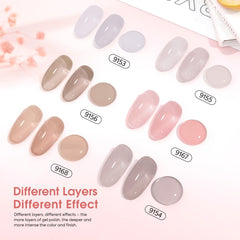 CANNI Jelly Nude color swatches preview the final manicure