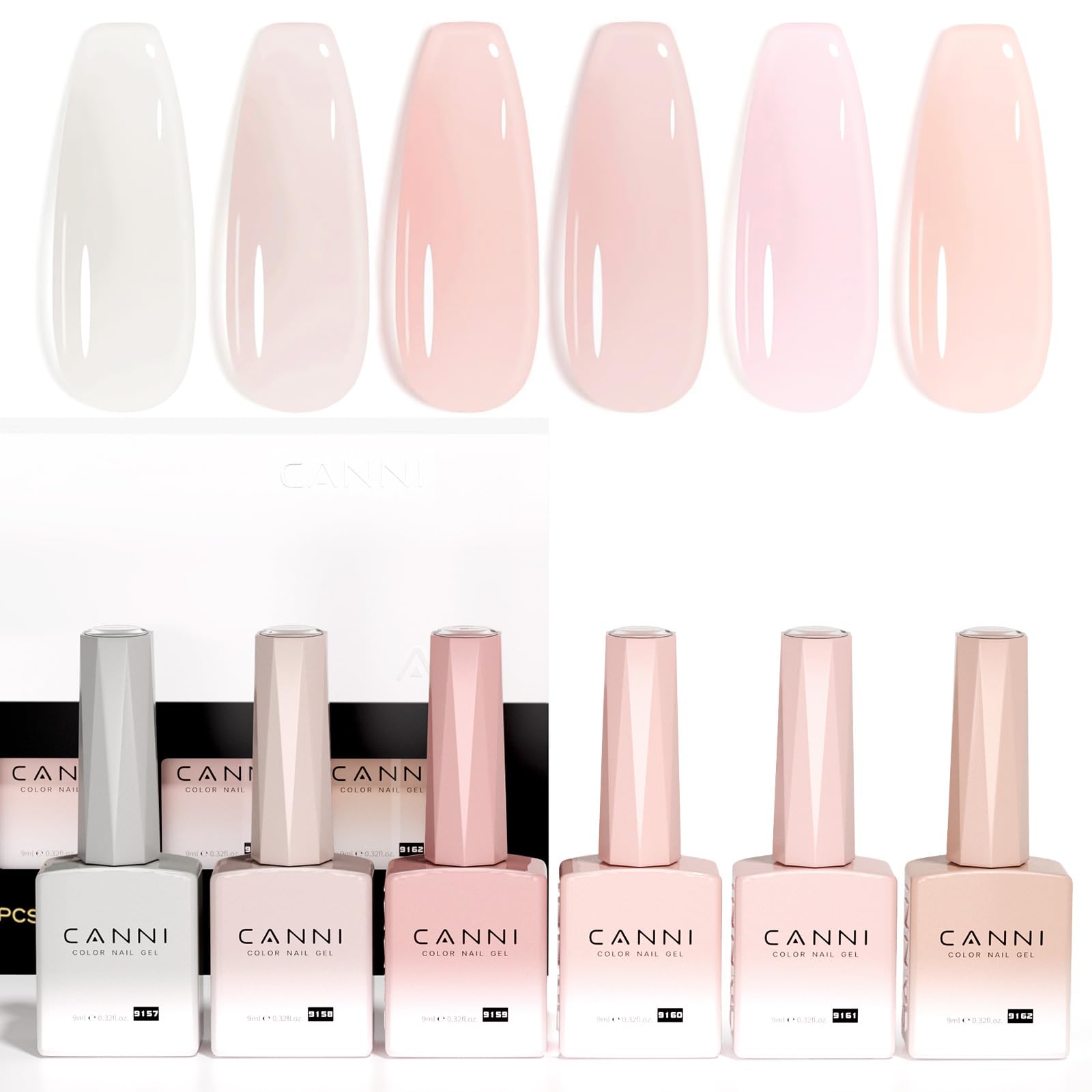CANNI Jelly Nude Pink gel bottle shows neutral color for at-home manicure