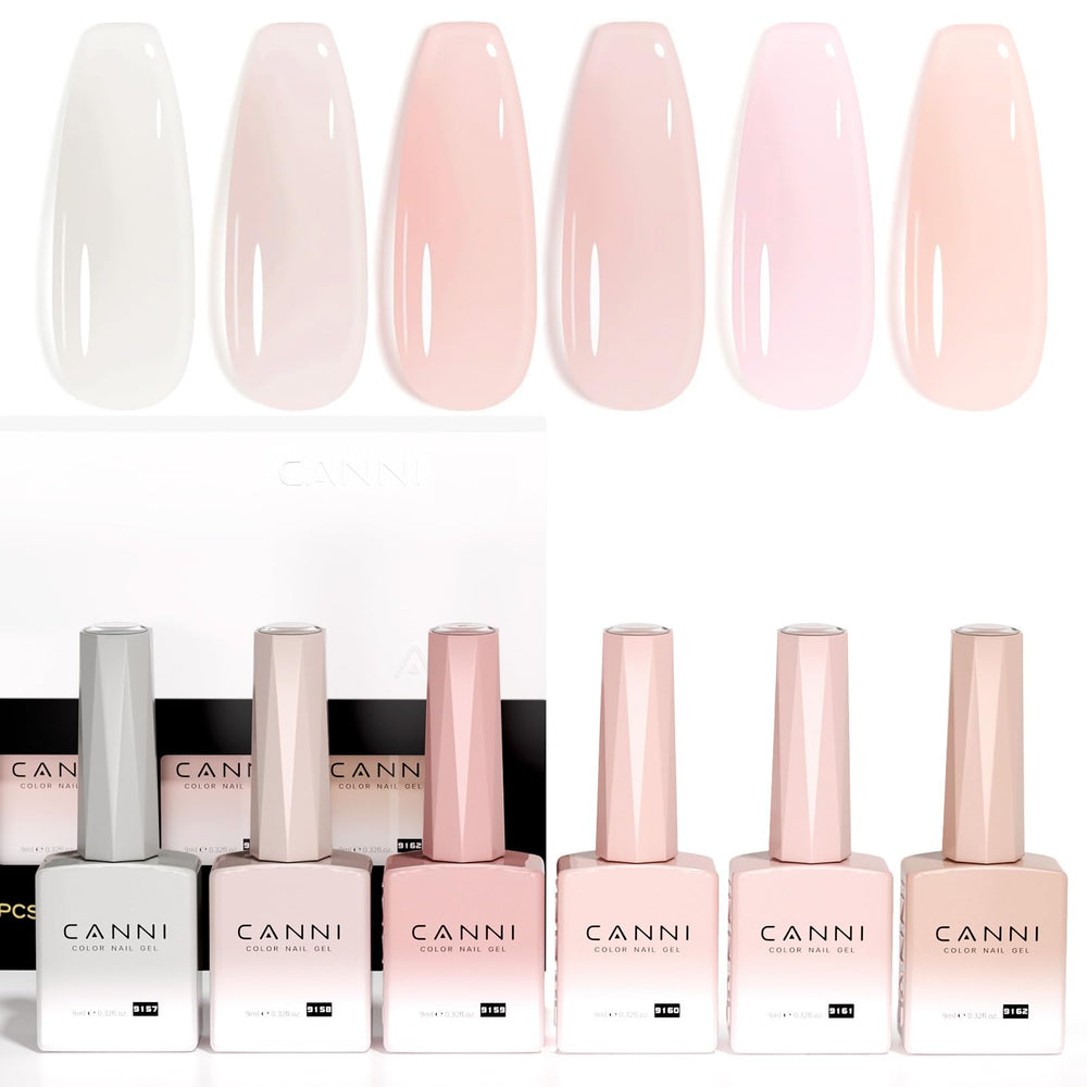 CANNI Jelly Nude Pink gel bottle shows neutral color for at-home manicure