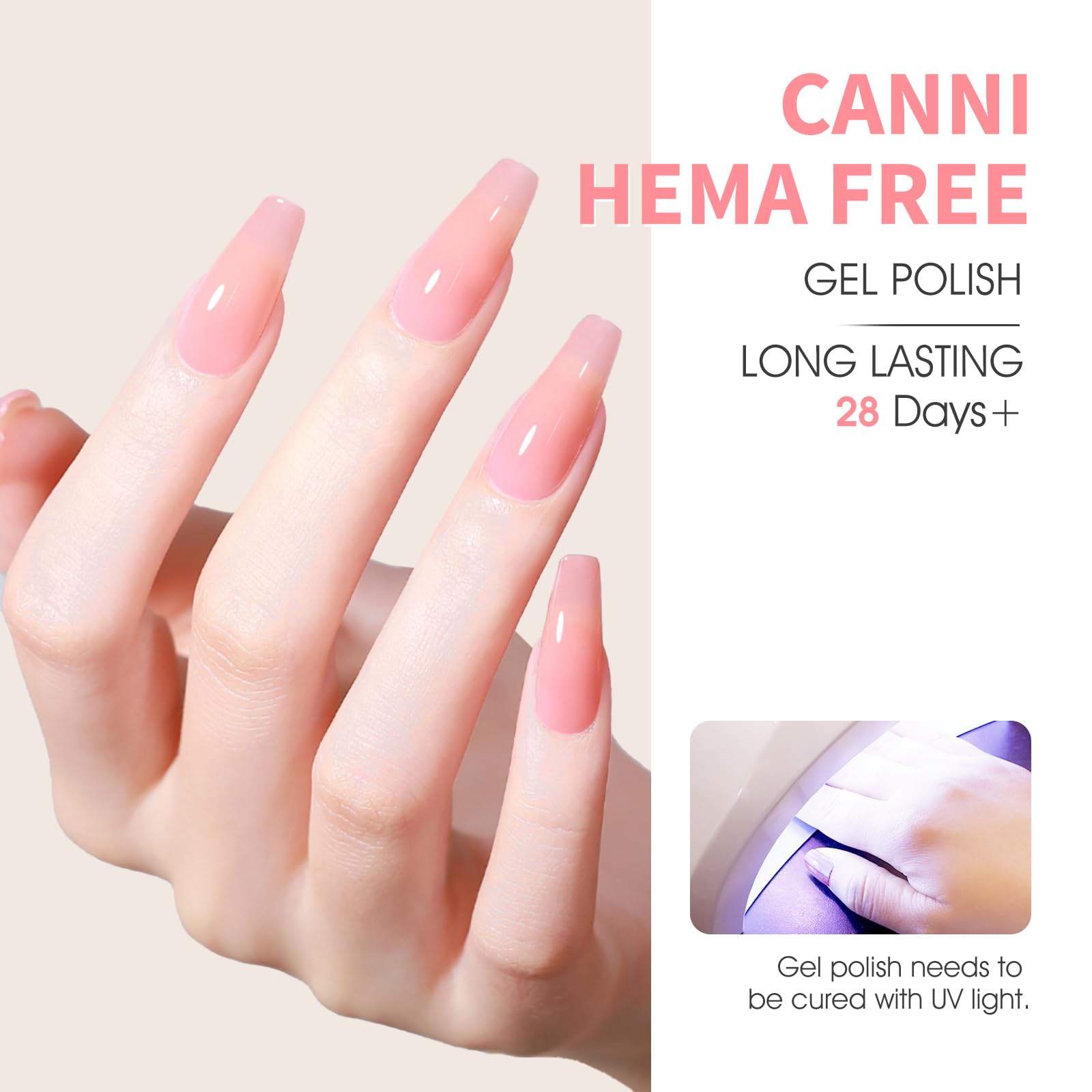 CANNI LED lamp setup enables quick curing for efficient home manicure sessions.