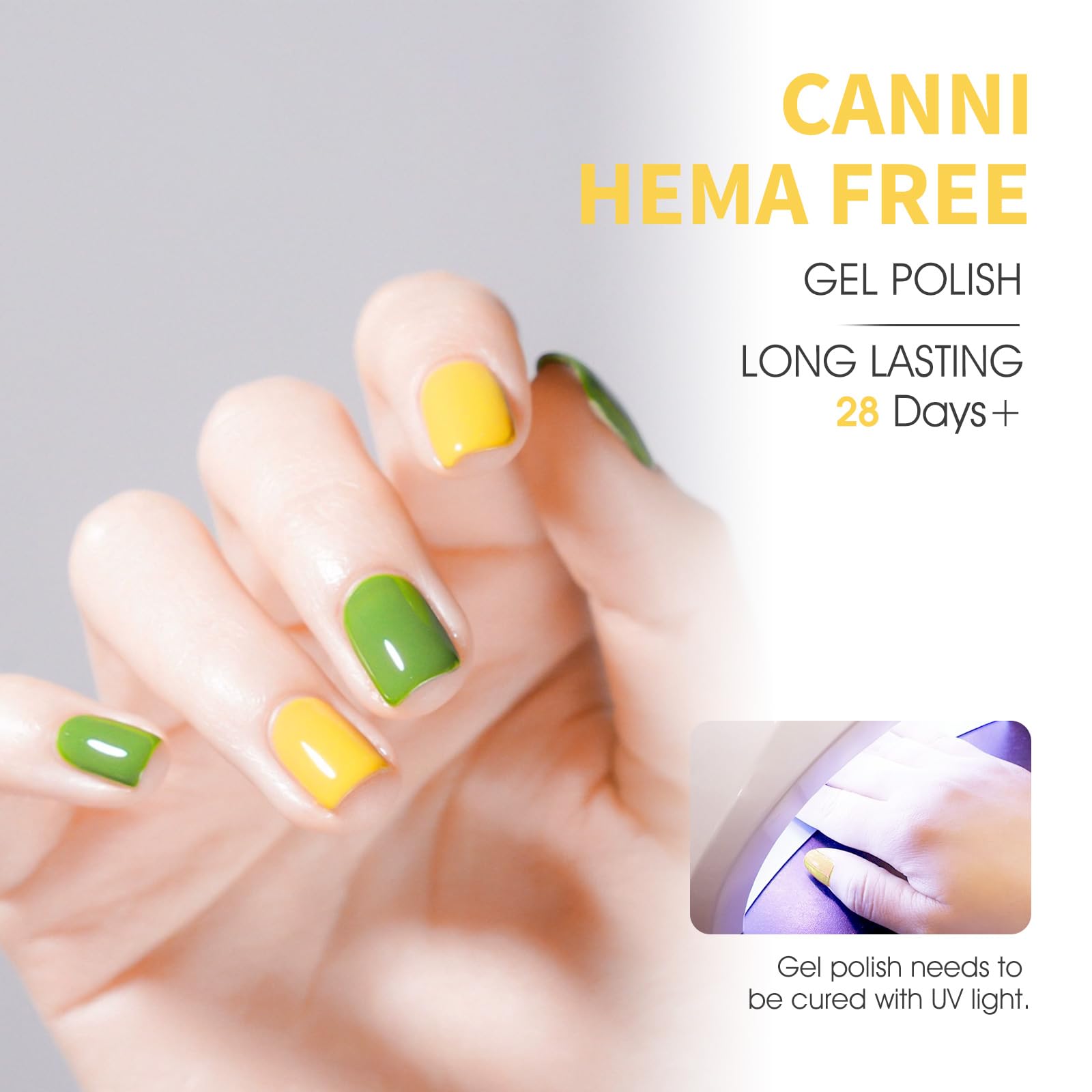 CANNI gel polish curing under LED/UV lamp for flexible home use