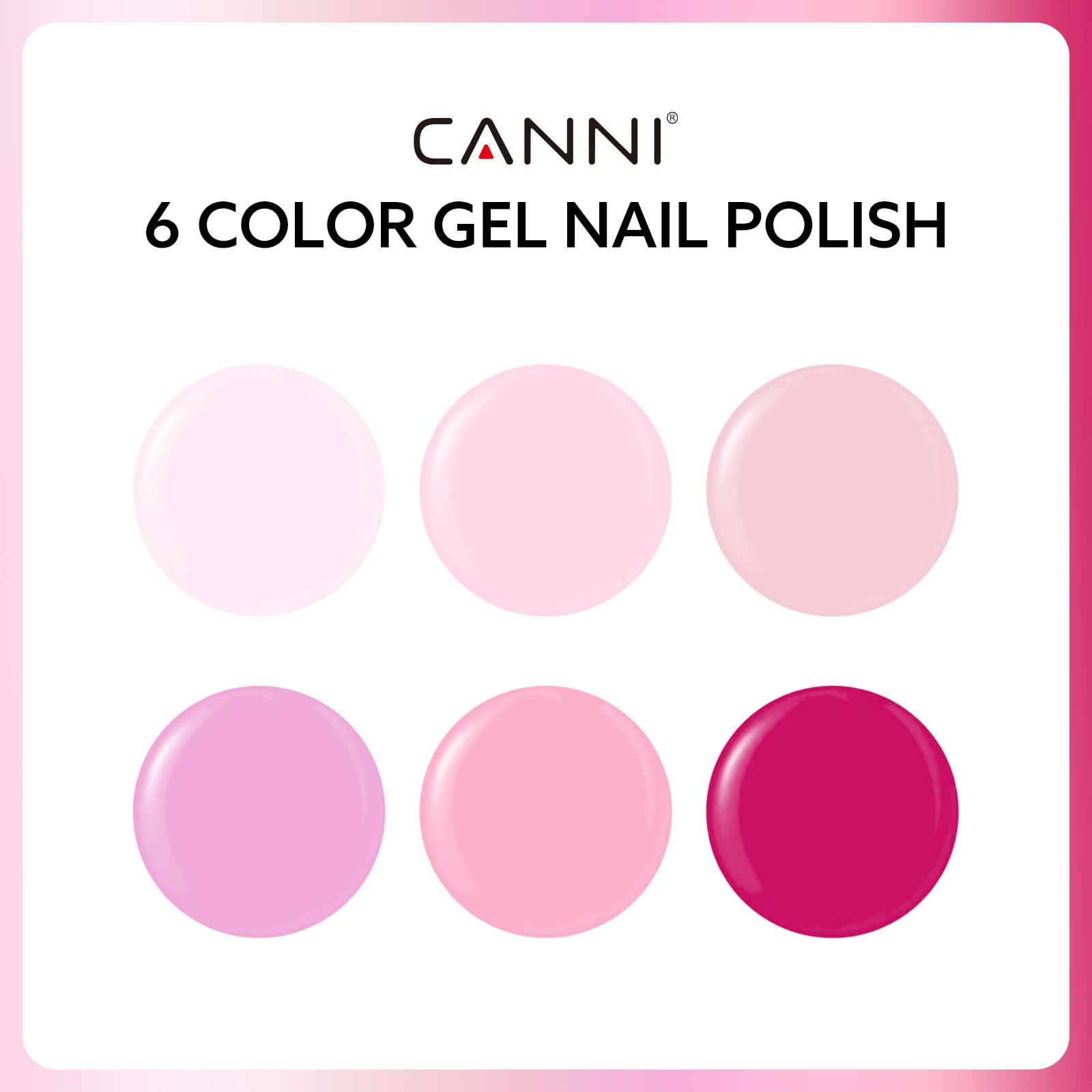 CANNI light pink gel polish bottles with color-focused design for easy shade selection