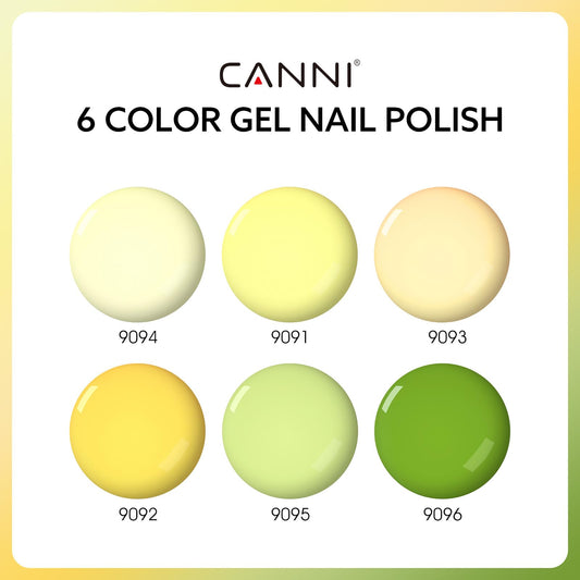 CANNI pastel yellow-green swatch displays range for quick shade planning