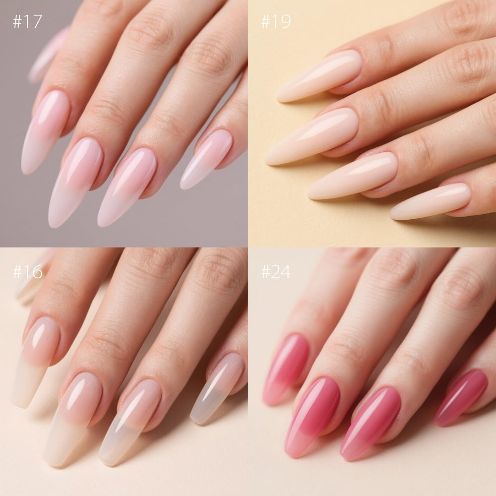 CANNI builder gel protects natural nails from daily wear while shaping.