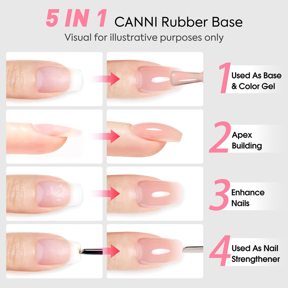 CANNI rubber base gel being applied for a smooth, salon-like finish at home