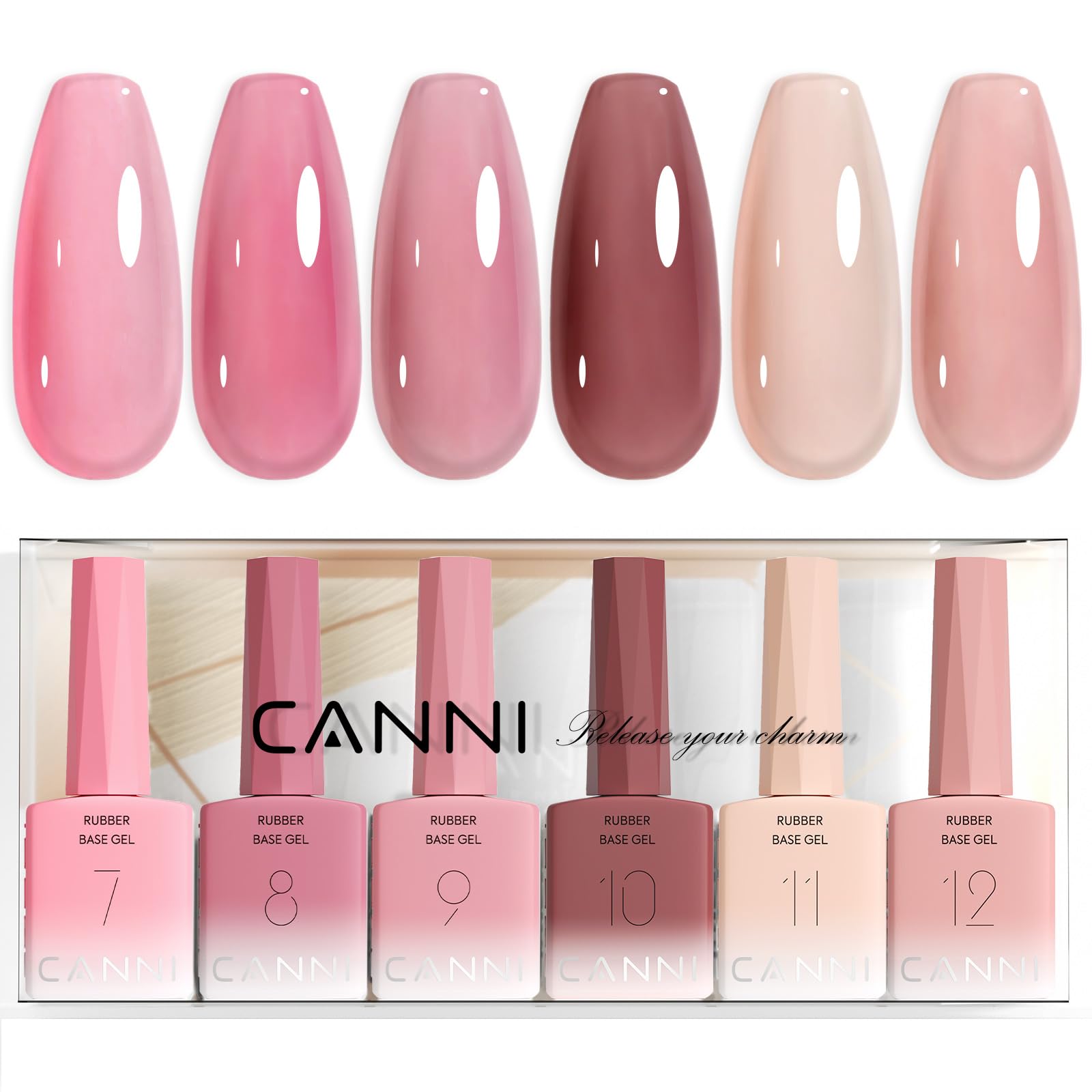 CANNI rubber base gel bottle view demonstrates color accuracy for nails