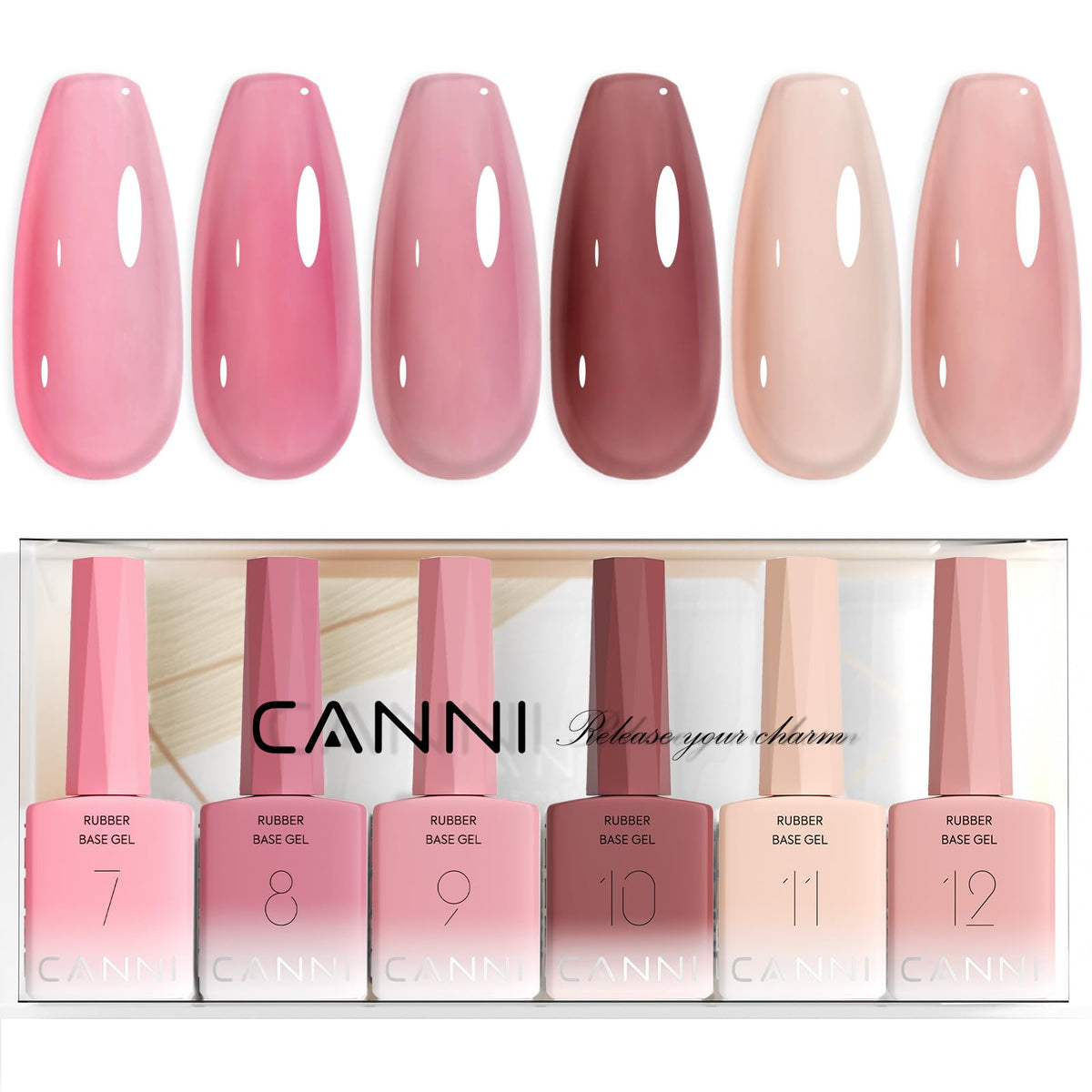CANNI rubber base gel bottle view demonstrates color accuracy for nails