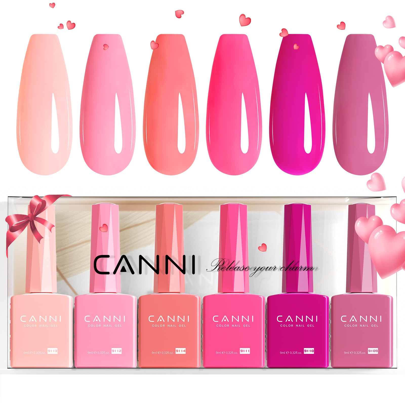 CANNI six-colors 9ml hema-free pink bottle for accurate color viewing