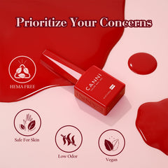 CANNI toxin-free resin gel polish bottle highlights safer, low-odor formula