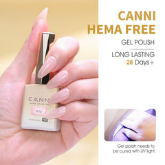 CANNI transparent milky white gel polish bottle adds a chic look.