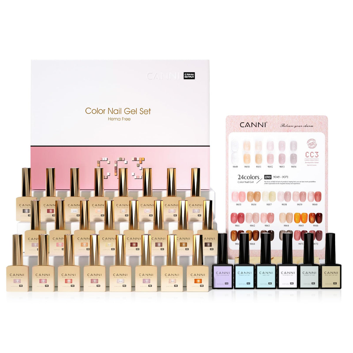 CANNI CC3 jelly gel nail polish set bottle array for shade selection