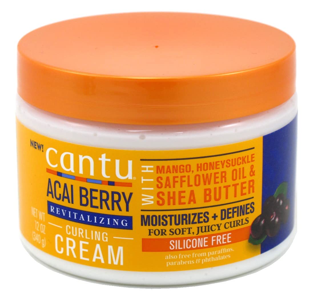 Cantu Acai Berry Curling Cream on soft curls with lasting definition.