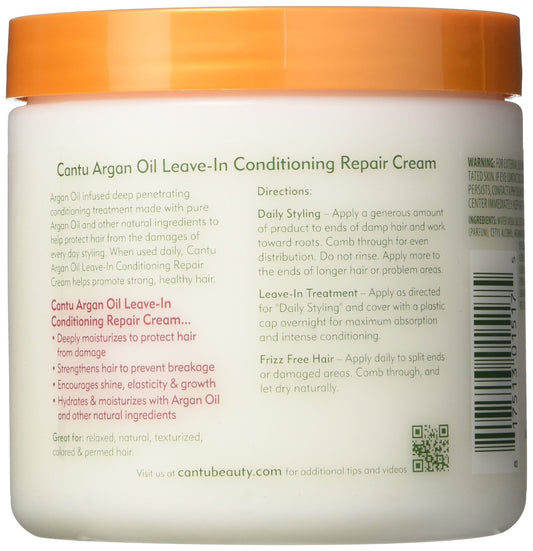 Cantu Argan Oil Leave-In Conditioner 16oz application aids detangling and smoothness