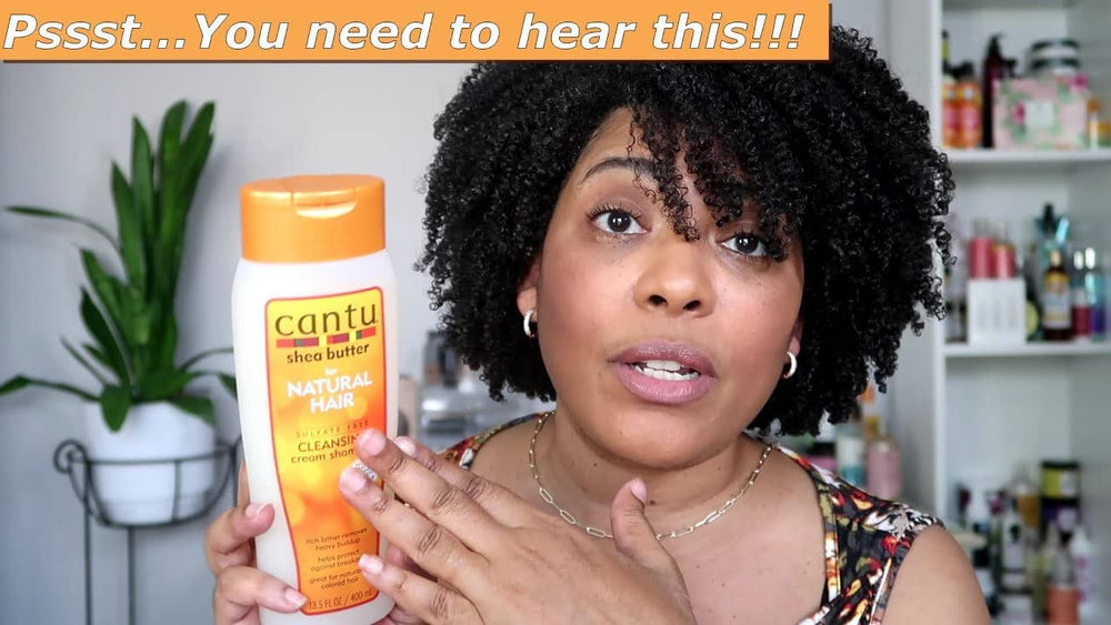 Cantu two-pack display highlighting 27-ounce bundle for long-lasting curly care.