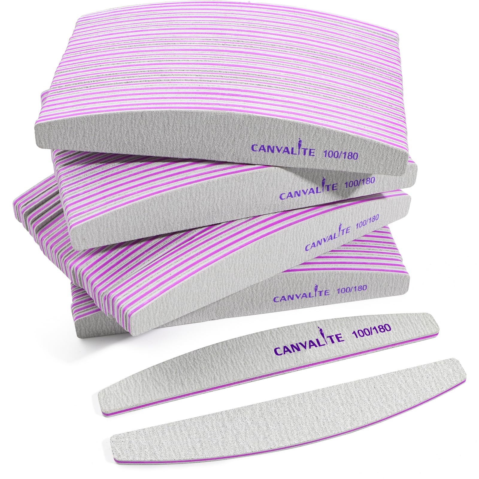 Canvalite double-sided emery board with 100/180 grit for efficient nail shaping.