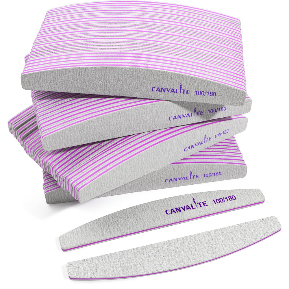 Canvalite double-sided emery board with 100/180 grit for efficient nail shaping.