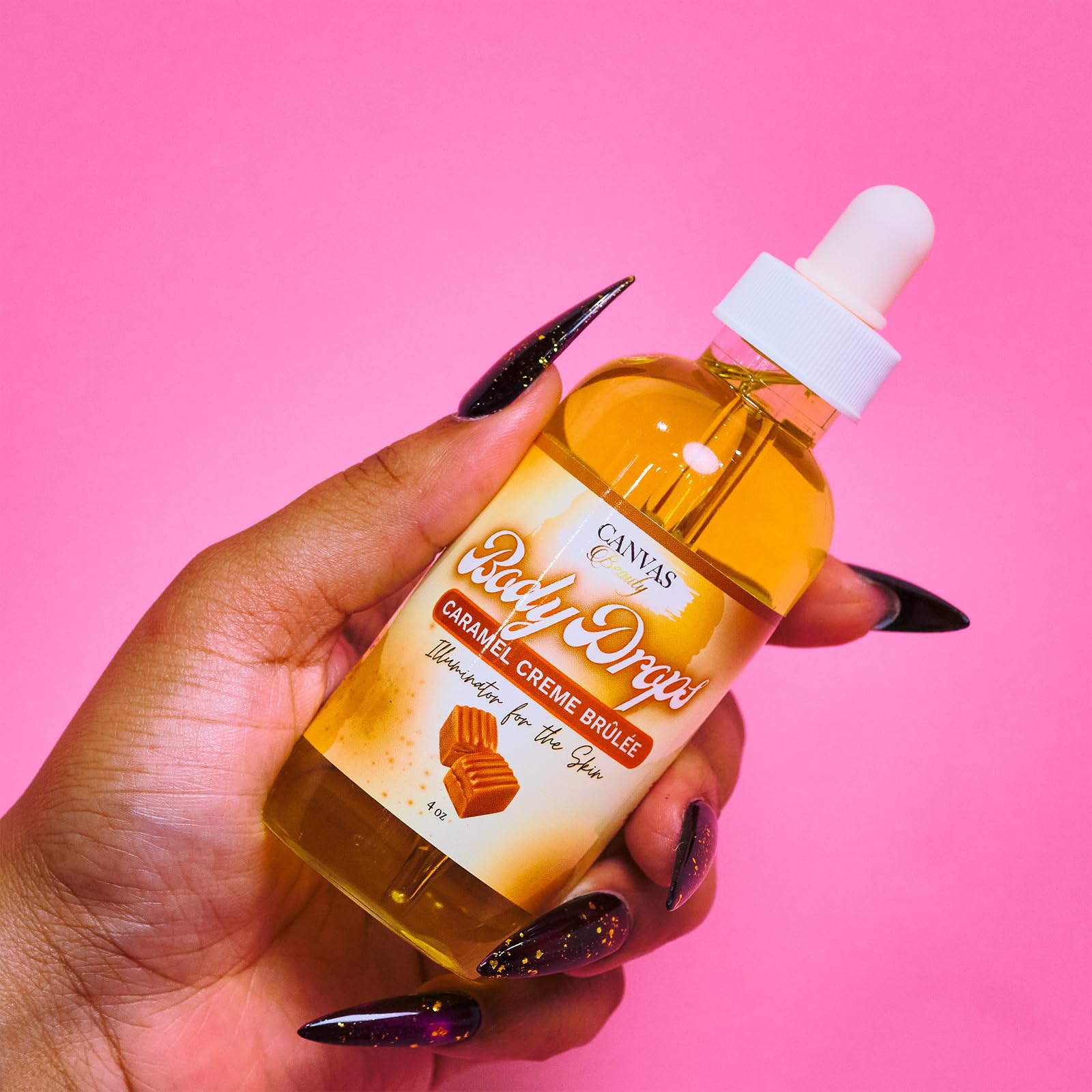 Canvas Beauty Body Drops Creme Brulee travel-friendly packaging on the go