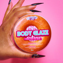 Canvas Beauty Glaze Glazed Donut label design conveys indulgent warm fragrance theme