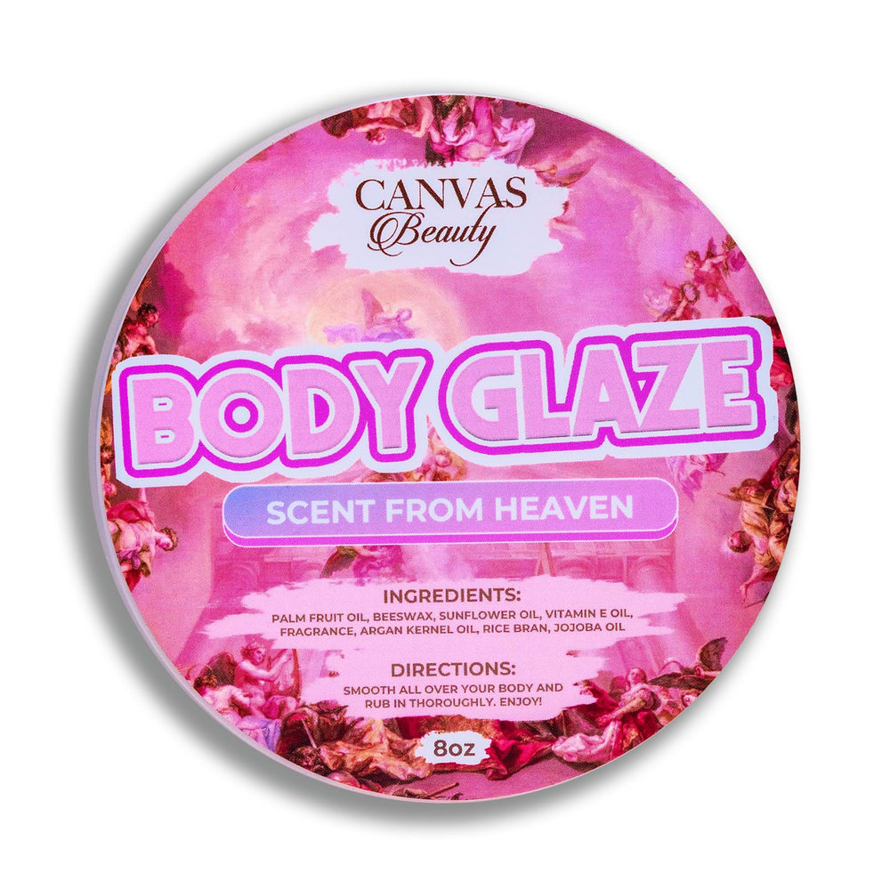 Canvas Beauty Body Glaze jar close-up shows creamy texture for deep hydration