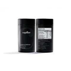 Capillus Hair Growth Vitamins pills close-up showing capsules for easy daily intake.