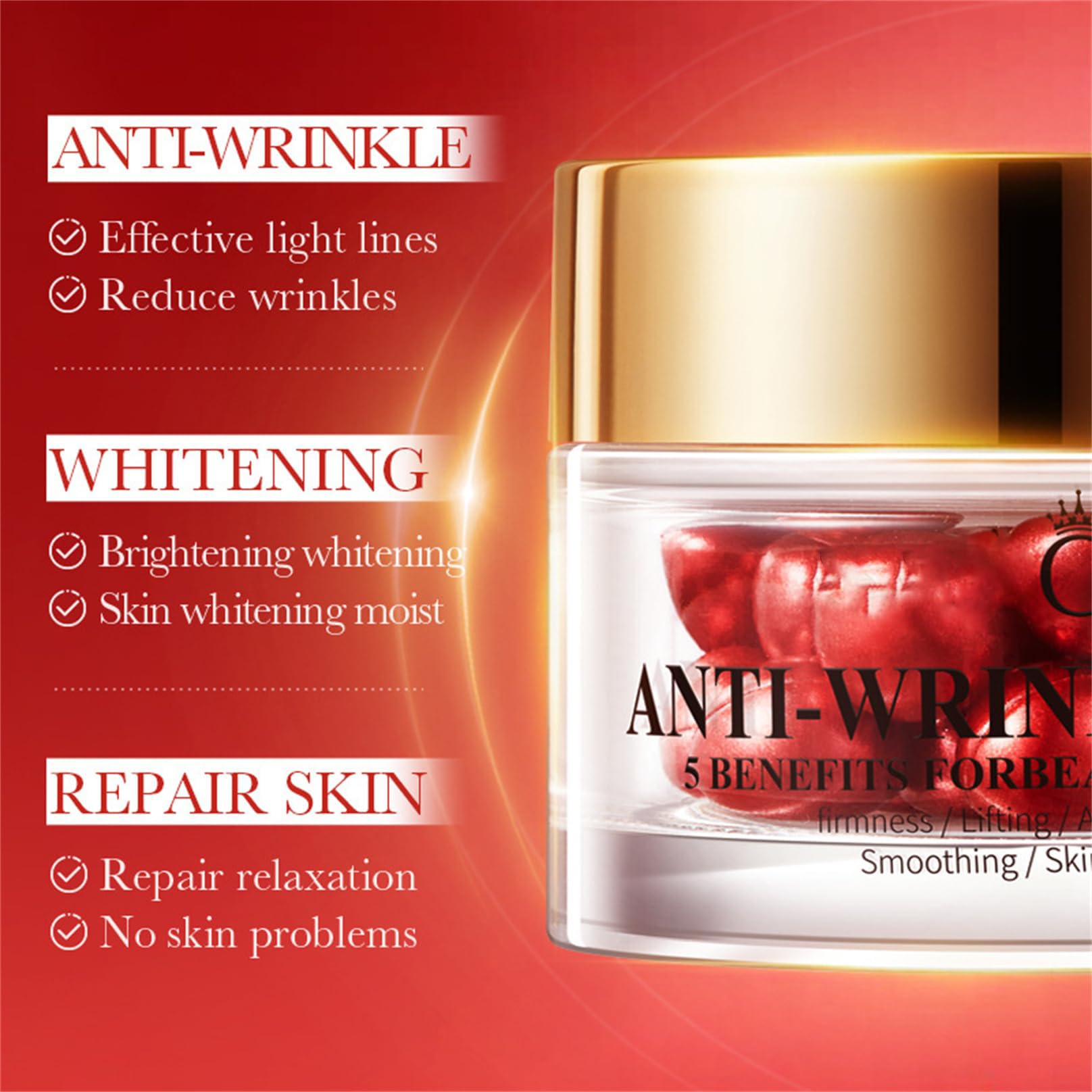 Cappuvini serum dabbed onto skin to target fine lines.