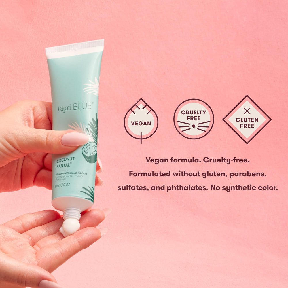 Capri Blue Flora Edit cruelty-free vegan badge on packaging