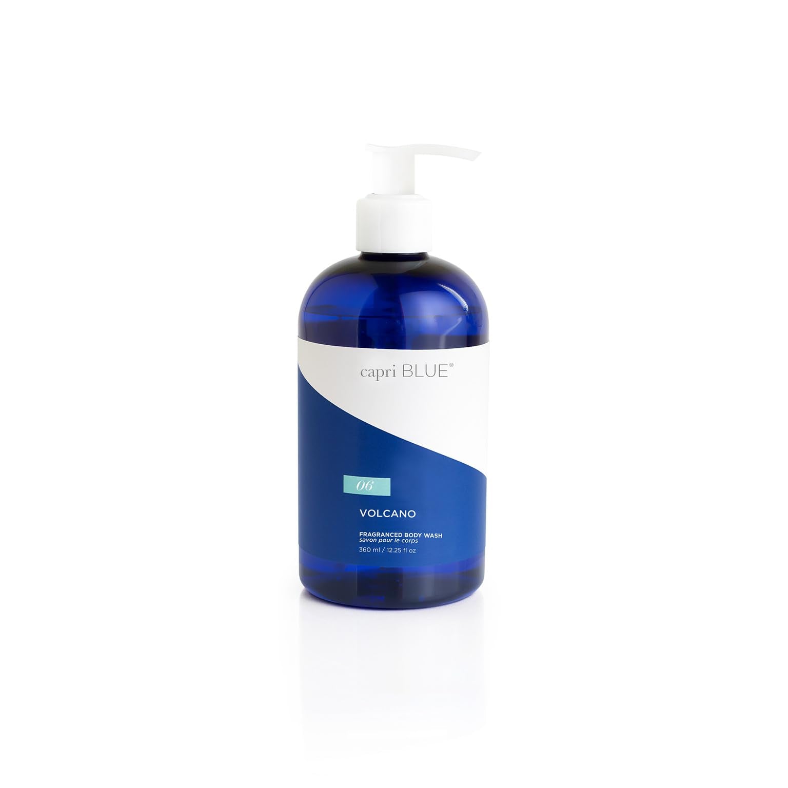 Capri Blue Volcano body wash bottle on display for daily cleansing.