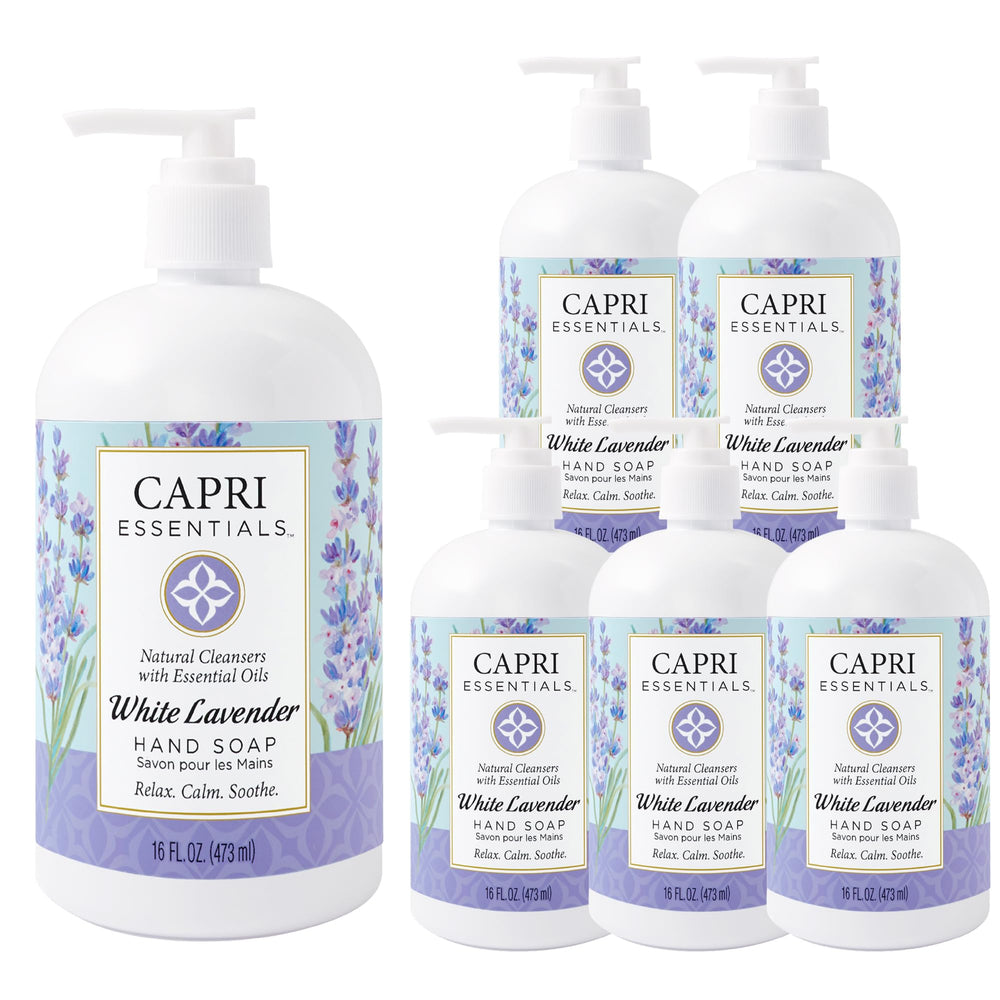 Capri Essentials hand soap pump bottle with white lavender scent for fresh hands