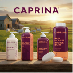 Pouring Caprina into warm water creates spa-like pampering at home.