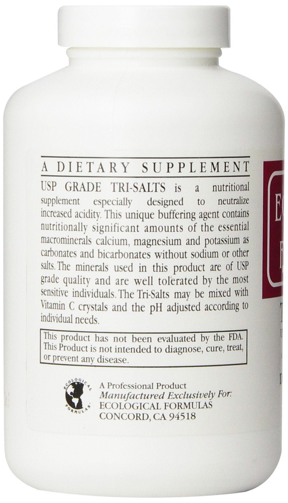 Cardiovascular Research Tri-Salts jar side view highlighting acidity balance.