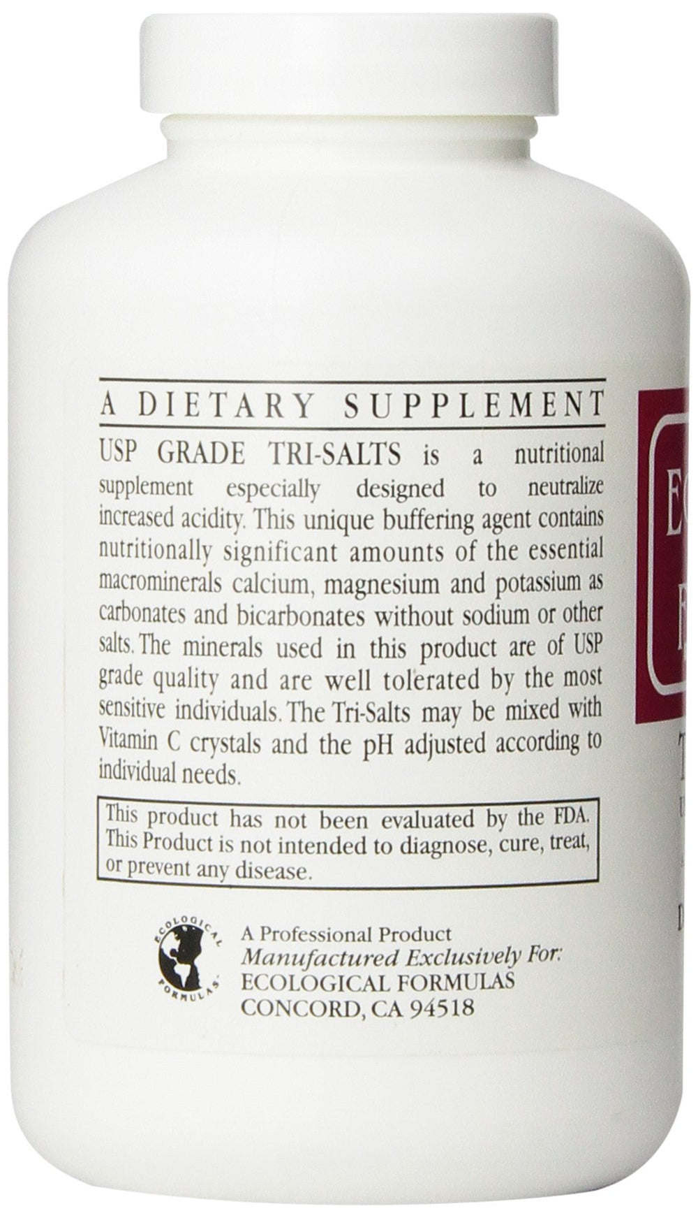 Cardiovascular Research Tri-Salts jar side view highlighting acidity balance.