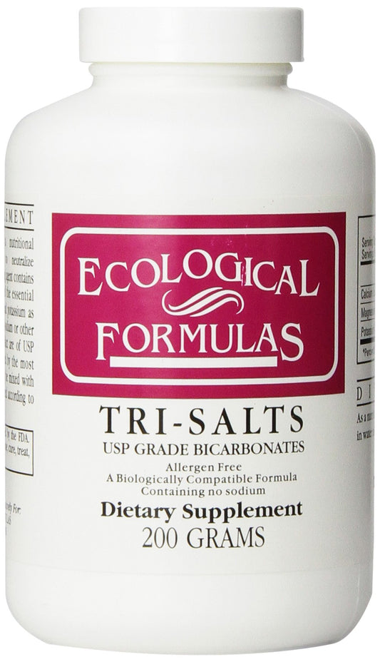 Cardiovascular Research Tri-Salts 200g pack on the counter for acidity balance.
