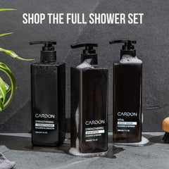 Cardon shampoo in clean bathroom scene for scalp-friendly care