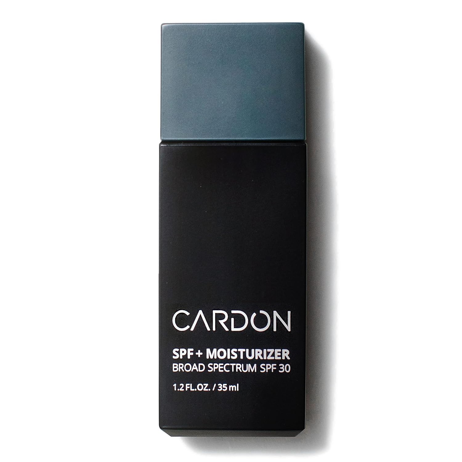 Cardon Men's SPF 30 face moisturizer bottle showing lightweight hydration without shine.