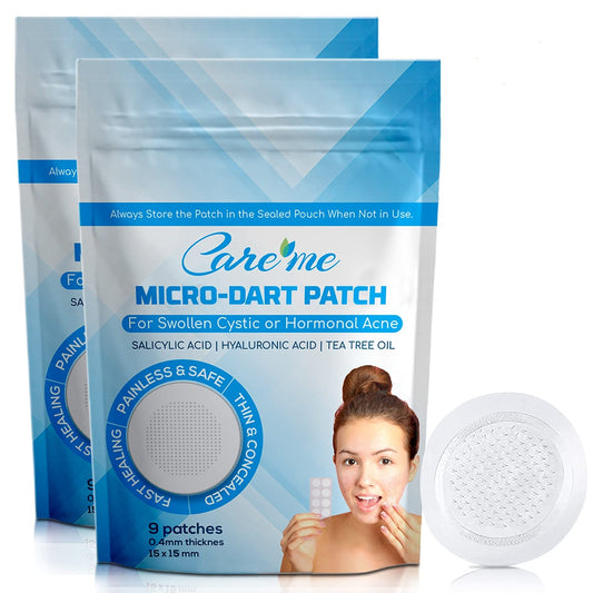Care Me microdart patch with 173 micropoints applied to a pimple for targeted care