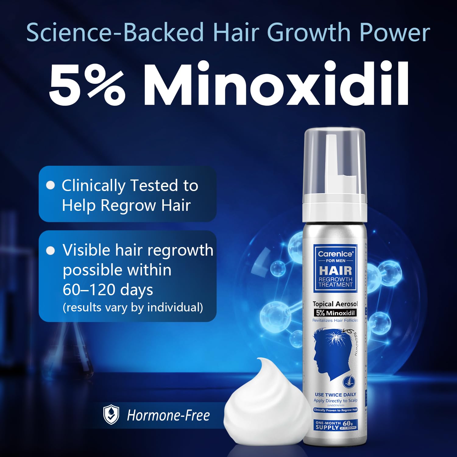 CARENICE Biotin-infused Minoxidil Foam supports follicle health and potential growth