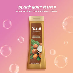 Caress Body Wash bottle dispense close up.