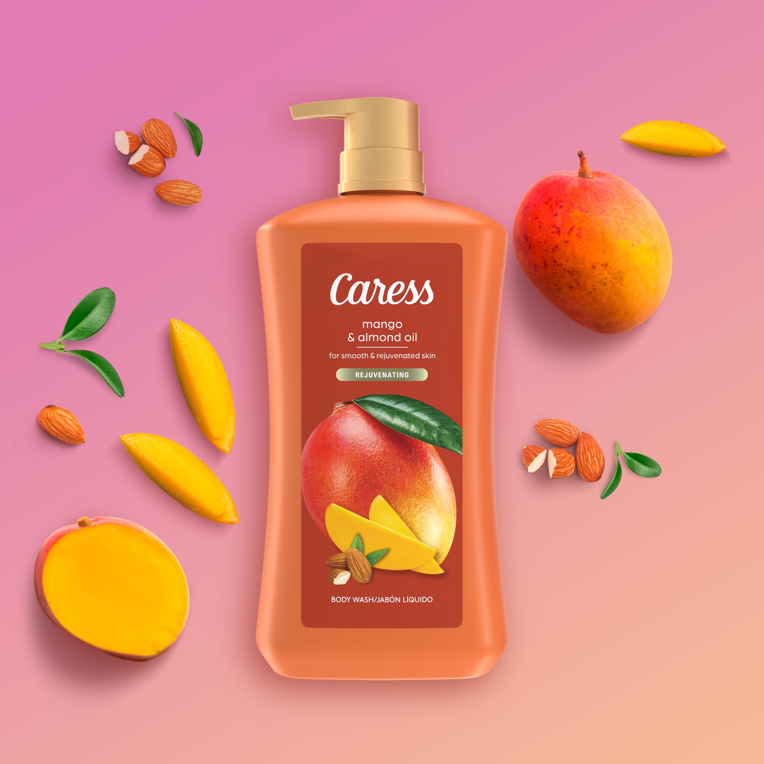 Packaging of Caress with recycled plastic highlights sustainable materials.