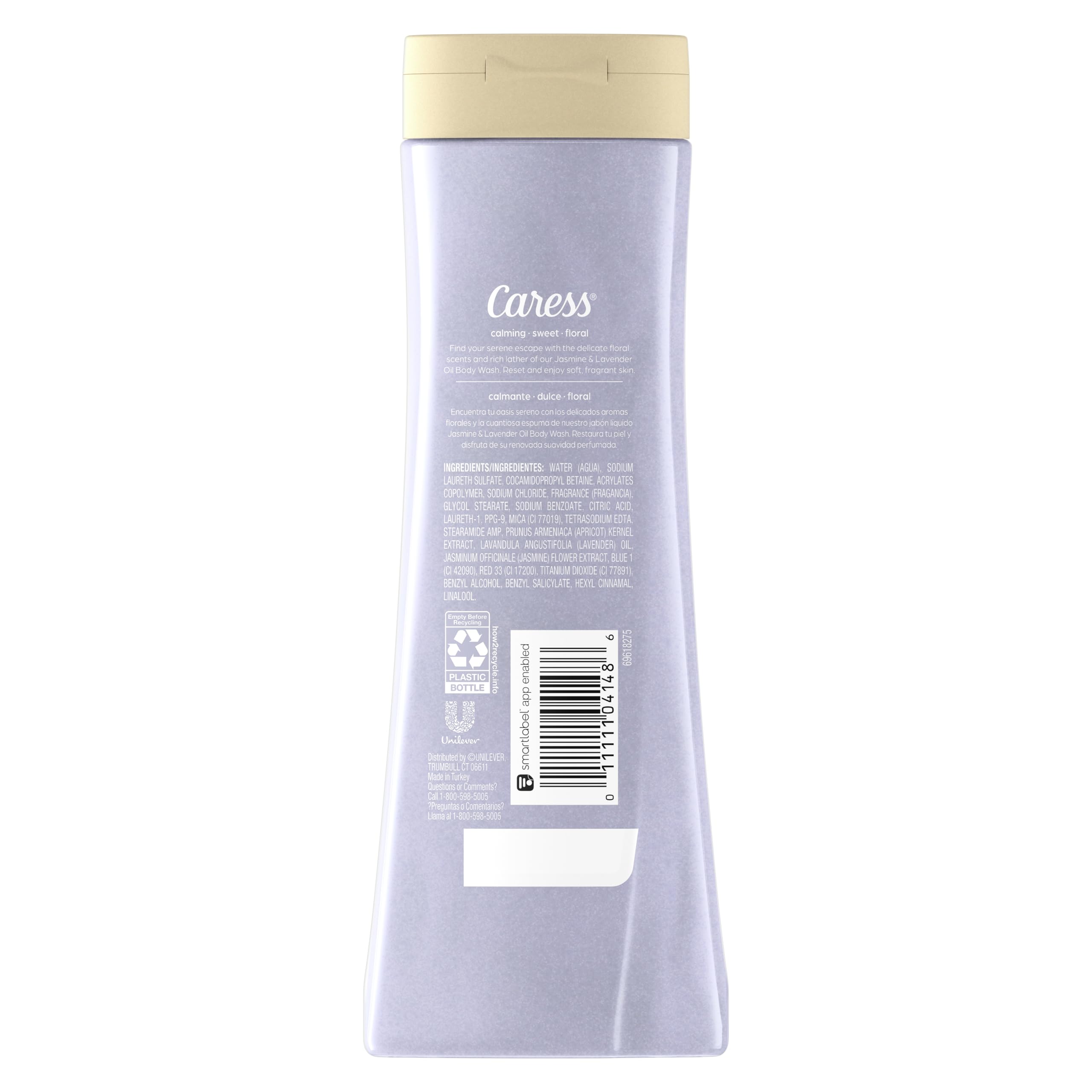 Caress Relaxing Jasmine Lavender lather delivers silky texture for luxurious cleansing