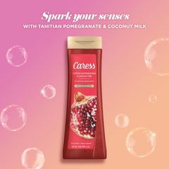 Caress energizing sensory experience close-up conveys mood-boosting shower moments.