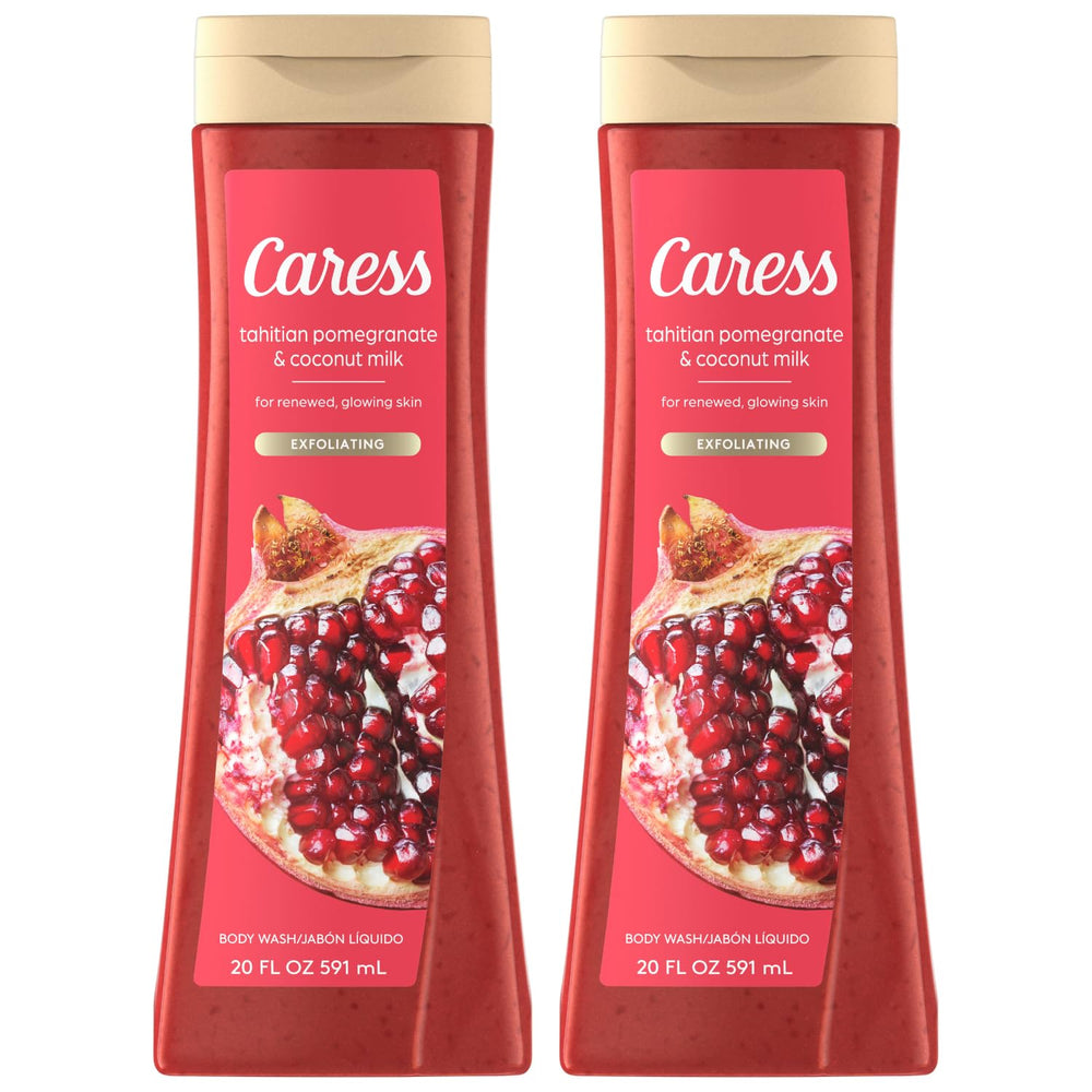 Caress Tahitian Pomegranate & Coconut Milk bottle pour energizes your shower experience.