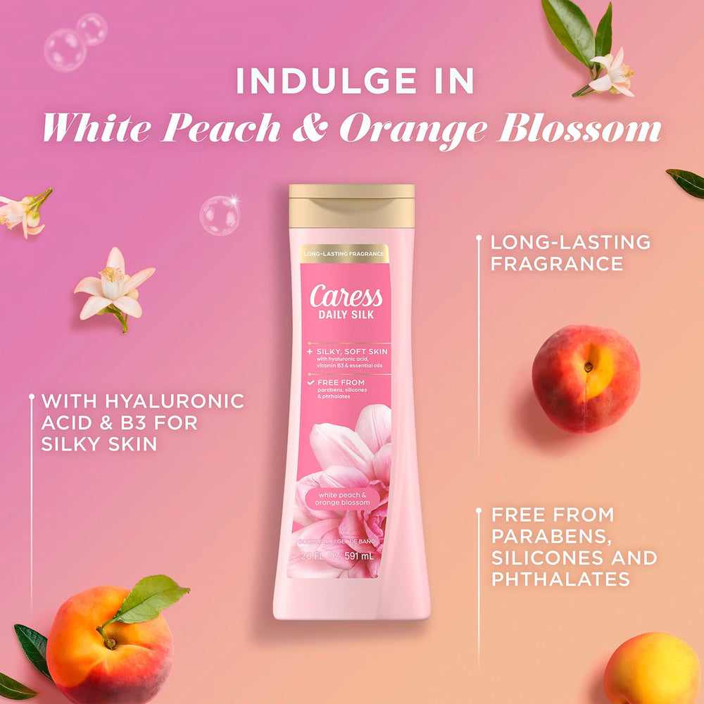 Caress White Peach and Orange Blossom fragrance evokes a spa-like shower.