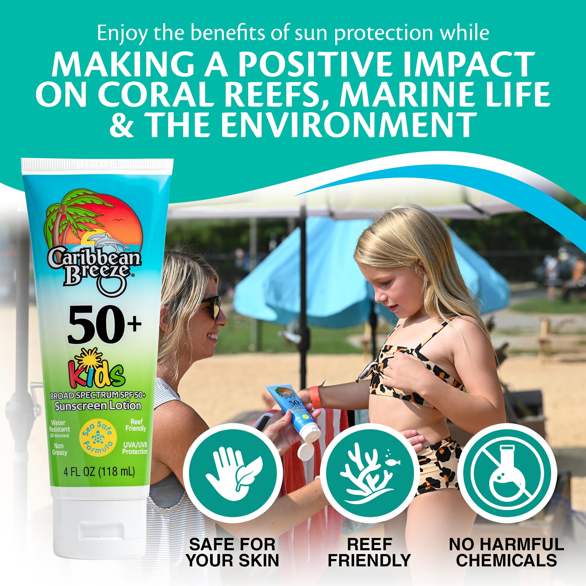 Caribbean Breeze broad-spectrum SPF 50 protection for daily sun exposure